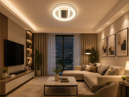 LED and Fan Modern Round light , Bedroom Study Living Room Fashion Decoration 3 Color Changing Ceiling Light(warm white ,cool white and day light) HTY-DX071