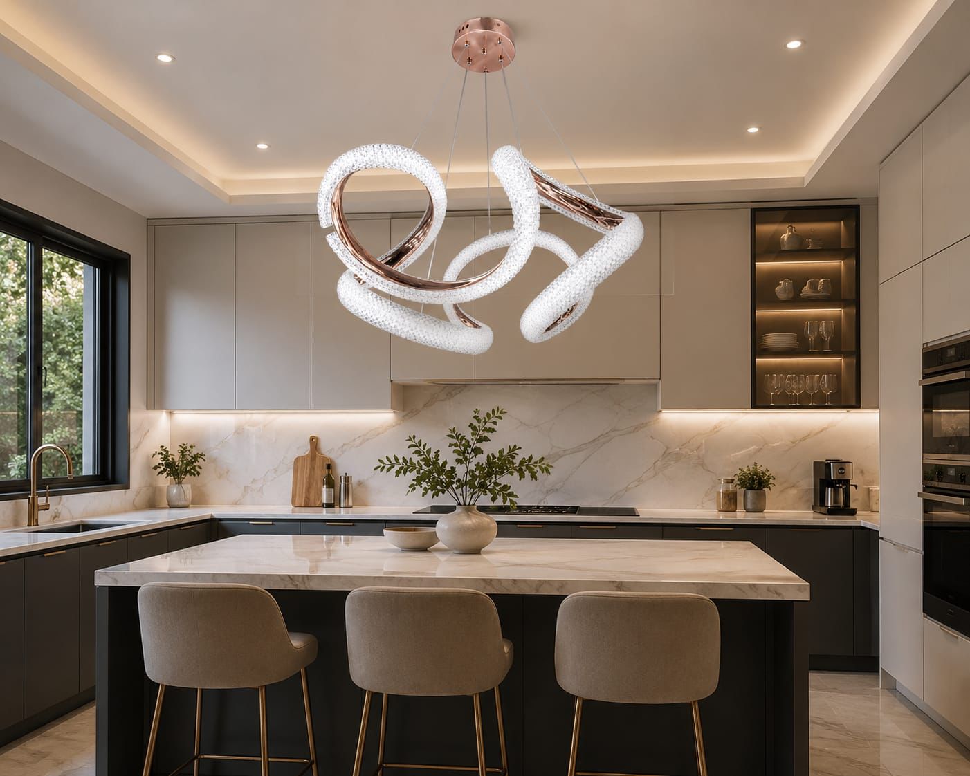 Modern Sculptural LED Chandelier  3 Colour Changing Luxury Ceiling Light (CD423)