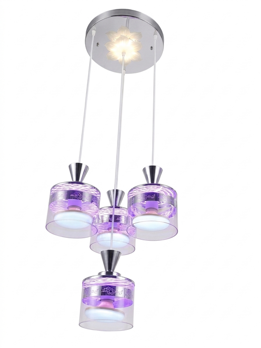 4-Light LED Glass Chandelier (Model 9941/3+1)