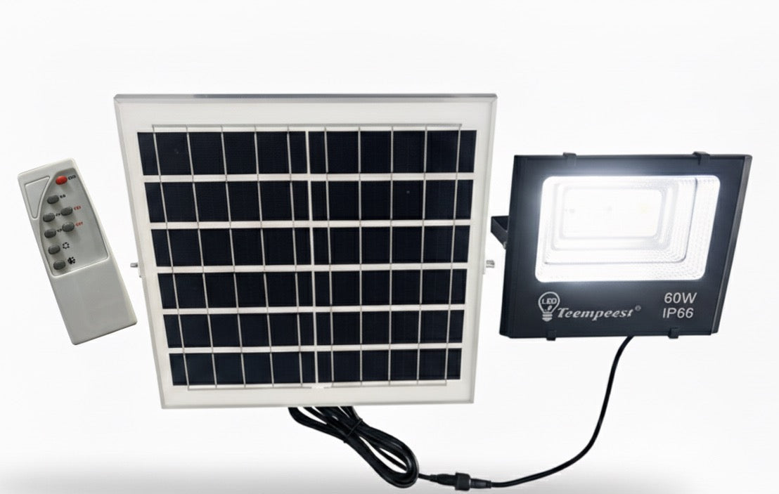 60W Solar LED Flood Light  IP65 Outdoor Security Light with Remote Control. TG60W