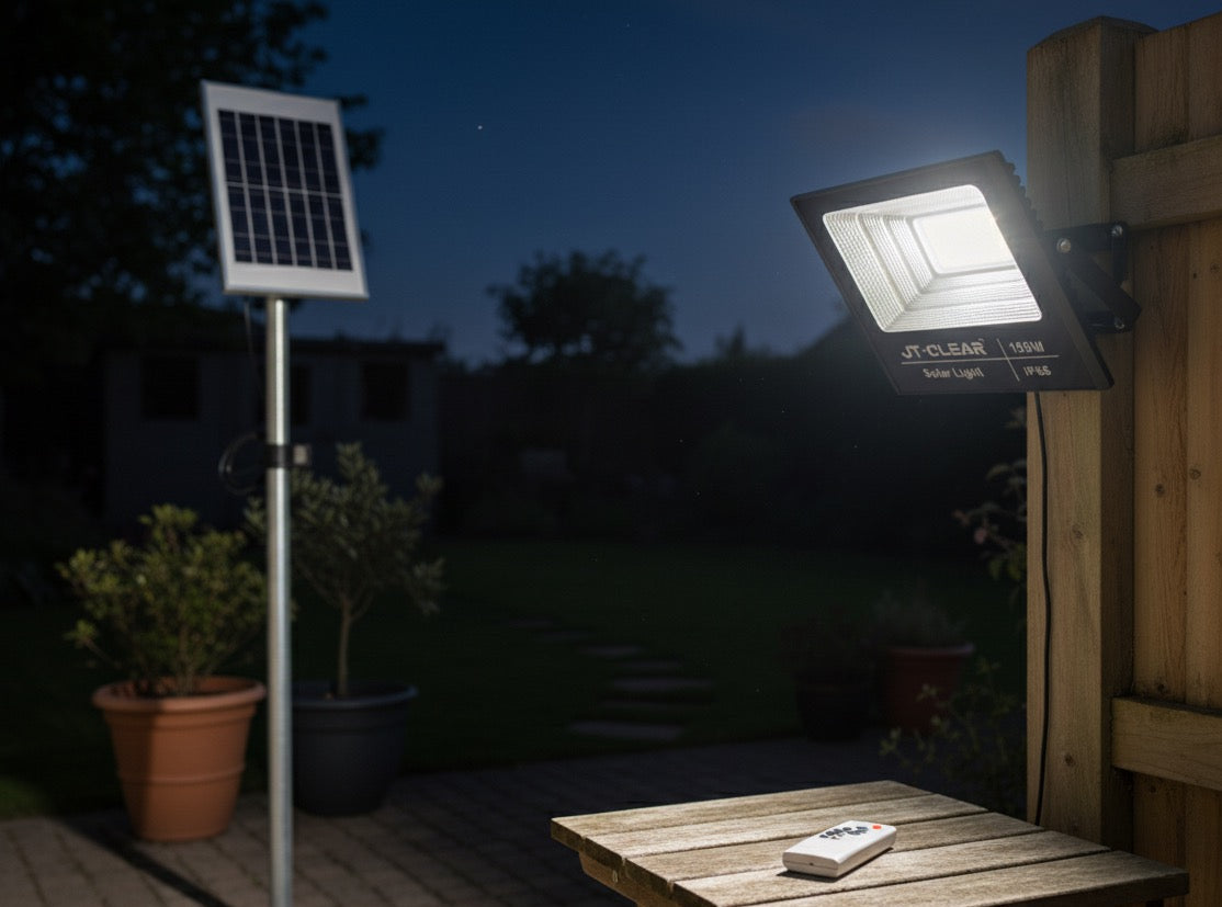 100W Solar LED Flood Light  IP65 Outdoor Security Light with Remote Control. TG100W