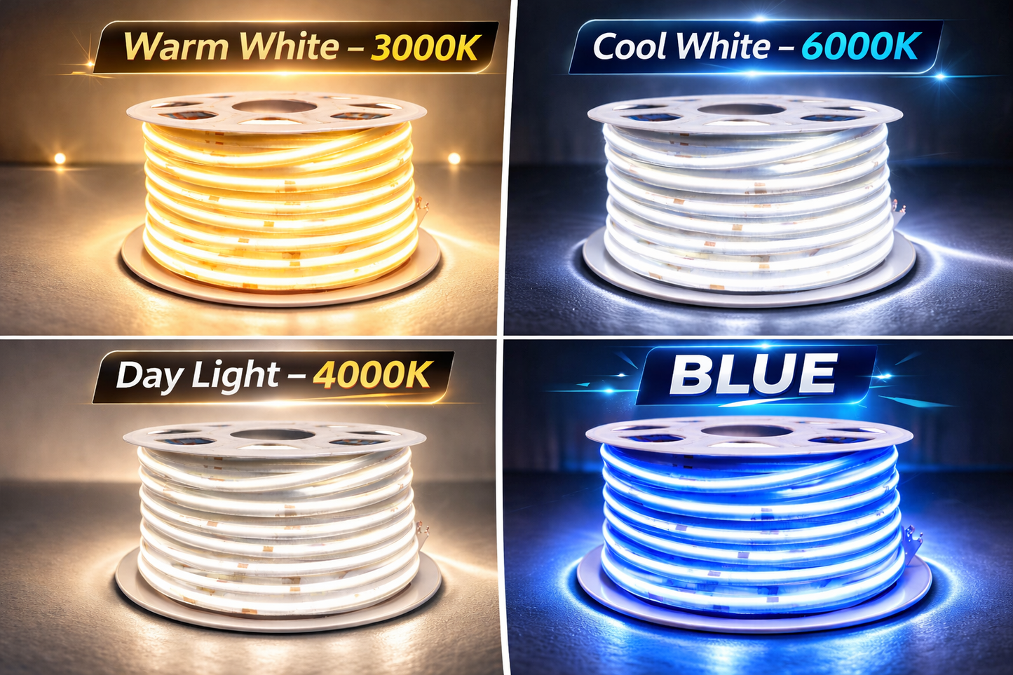 100M 8mm 220V LED COB Strip Light IP20  20W/M (No Transformer Required)