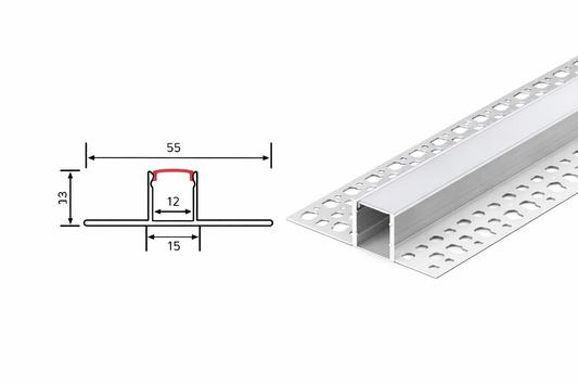 15mm x 15mm x 13mm Aluminium LED Channel  Surface / Drywall Compatible  3 Meter