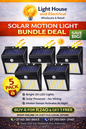 20 LED Solar Motion Sensor Wall Light  Outdoor Security Light (5 Pack Bundle)