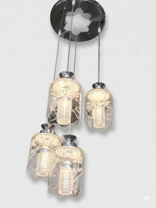 4-Light Decorative Glass Chandelier  Modern Pendant Ceiling Light (9900/3+1)