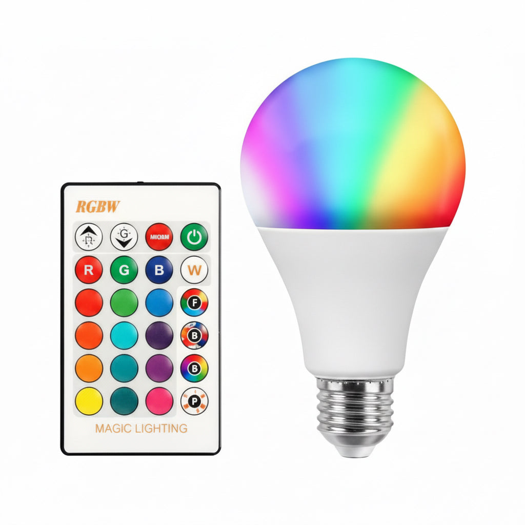 9W RGB LED Bulb with Remote Control  E27 Colour Changing Light (AC85265V)