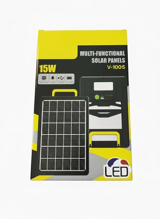 V-100S 15W Multi-Functional Portable Solar Panel Power Bank with LED Light