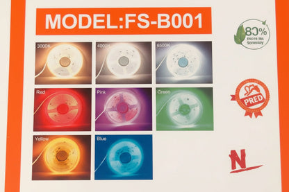 1M-8mm 220v LED COB STRIP LIGHT IP20 20W/M /1M ROLL (no transformer required )Color- Warm White-Cool White-Day Light-Blue