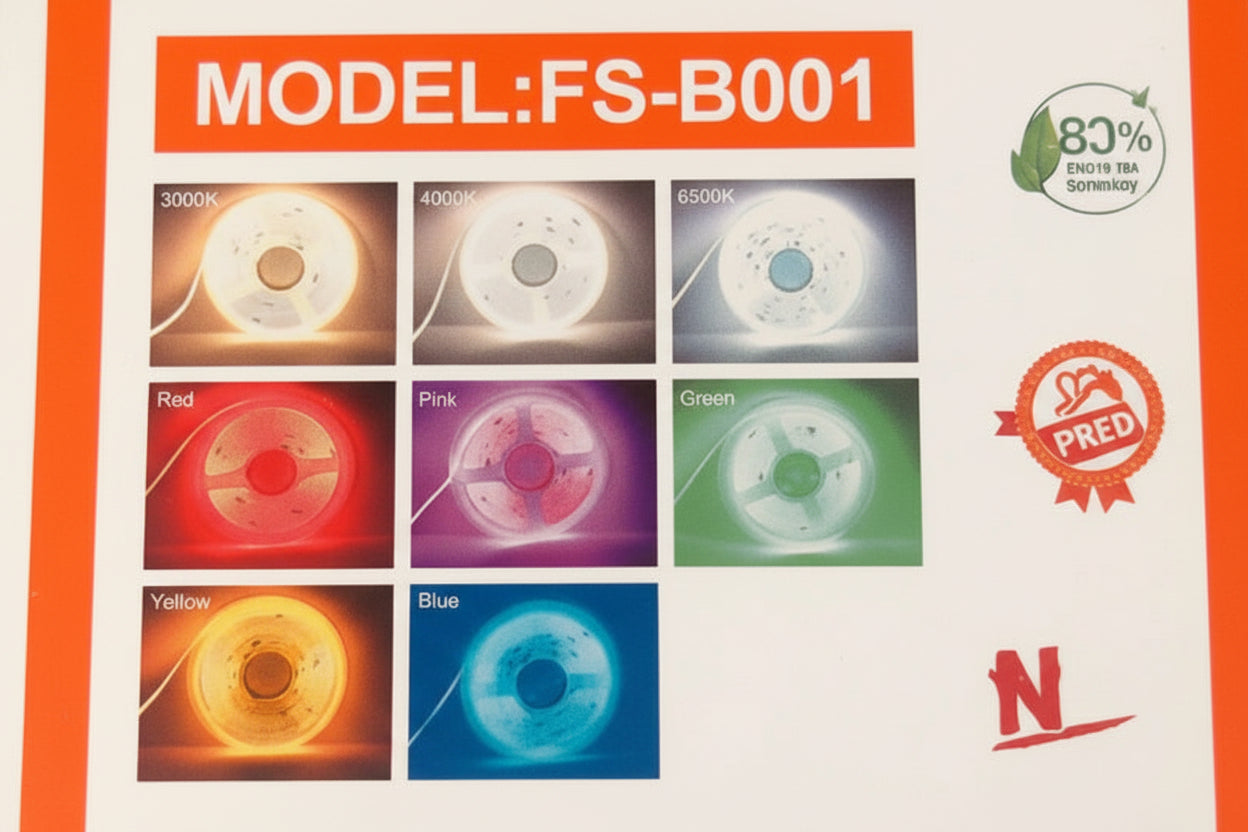 100M 8mm 220V LED COB Strip Light IP20  20W/M (No Transformer Required)