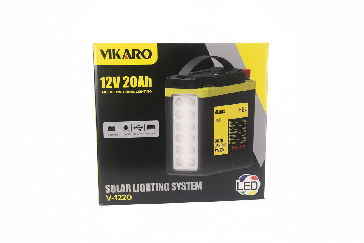 12V 20Ah Solar Lighting System with USB & 12V Outputs