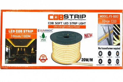1M 8mm 220V LED COB Strip Light IP65 Waterproof  20W/M (No Transformer Required)