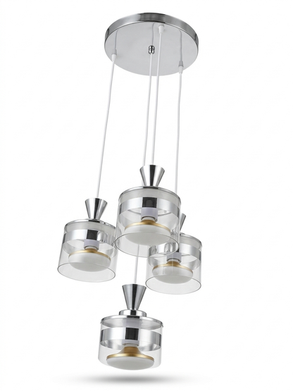 4-Light LED Glass Chandelier (Model 9941/3+1)