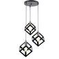 529-3 Modern Geometric Cube Pendant Light (3 Head)  Black Industrial Hanging Lamp