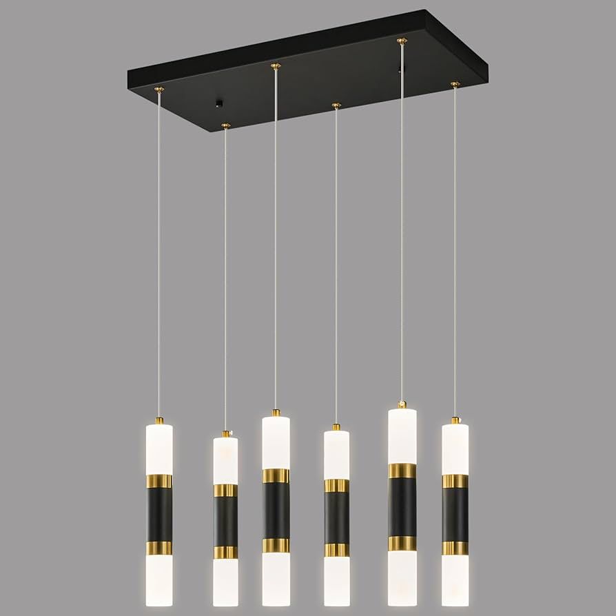 Modern Linear LED Pendant Light  8 Light Kitchen Island Chandelier (3 Colour Changing) 8109-8