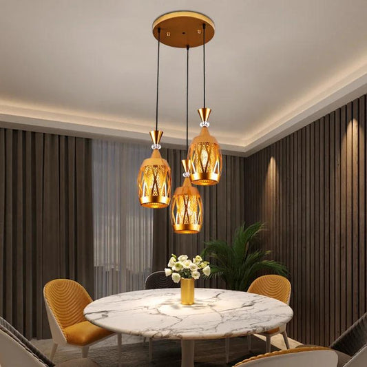 3-Light Nordic Gold Pendant Chandelier  Modern E27 Dining Room Ceiling Light (M162/3)