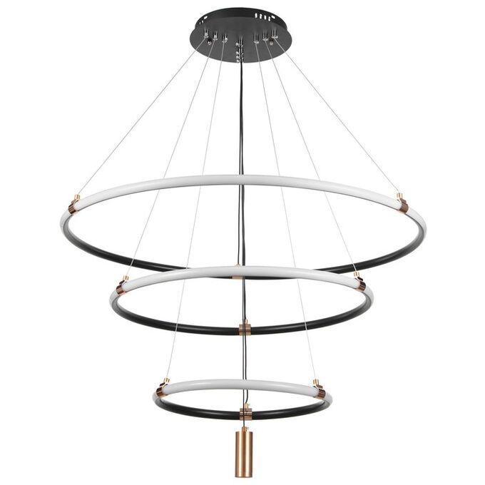 Modern 3-Ring LED Chandelier  3 Color Dimmable Gold Pendant Light (2049-4-6-8)