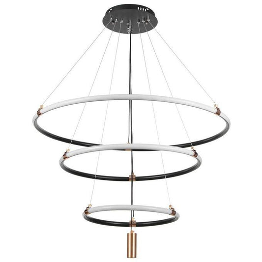 Modern 3-Ring LED Chandelier  3 Color Dimmable Gold Pendant Light (2049-4-6-8)