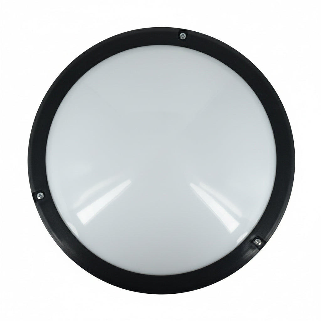 18W Waterproof LED Bulkhead Light  Black Round Outdoor/Bathroom Ceiling Light