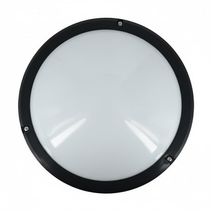 18W Waterproof LED Bulkhead Light  Black Round Outdoor/Bathroom Ceiling Light