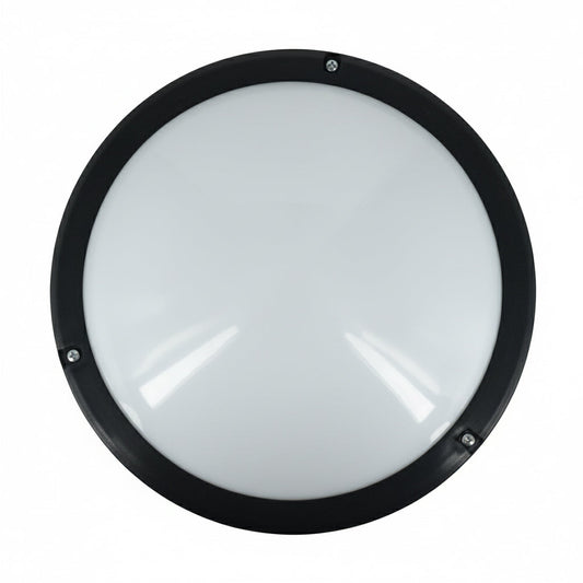 18W Waterproof LED Bulkhead Light  Black Round Outdoor/Bathroom Ceiling Light