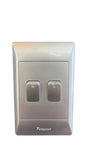 4x2 2 Lever Light Switch Silver SA002/S