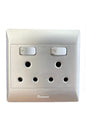 4x4 Double Wall Plug Silver SA025/S  16A Dual Switched Socket (Modern Finish)