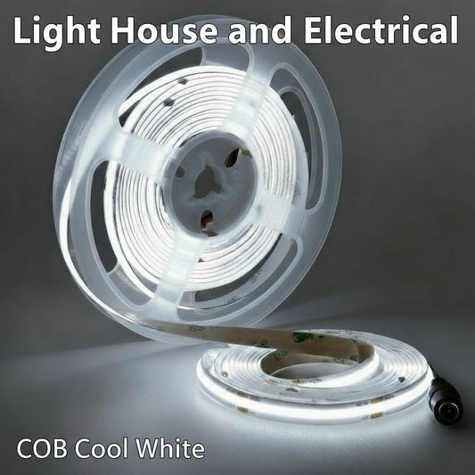 12V COB LED Strip Light  5m Cool White 6500K (8mm, 10W/m, IP20)