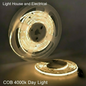 12V COB LED Strip Light  5m Daylight 4000K (8mm, 10W/m, IP20)