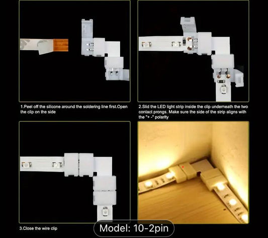 8mm 2-Pin L-Shape (Corner) LED Strip Connector