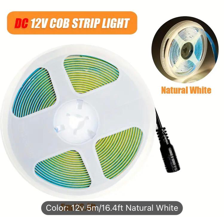 24V COB LED Strip Light  10m Natural White 4000K (8mm, 14W/m, IP20)