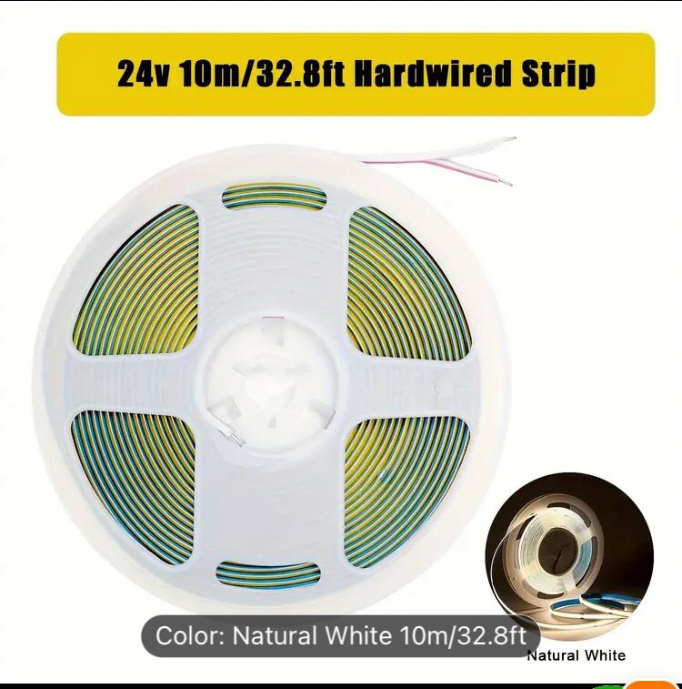 12V COB LED Strip Light  5m Daylight 4000K (8mm, 10W/m, IP20)