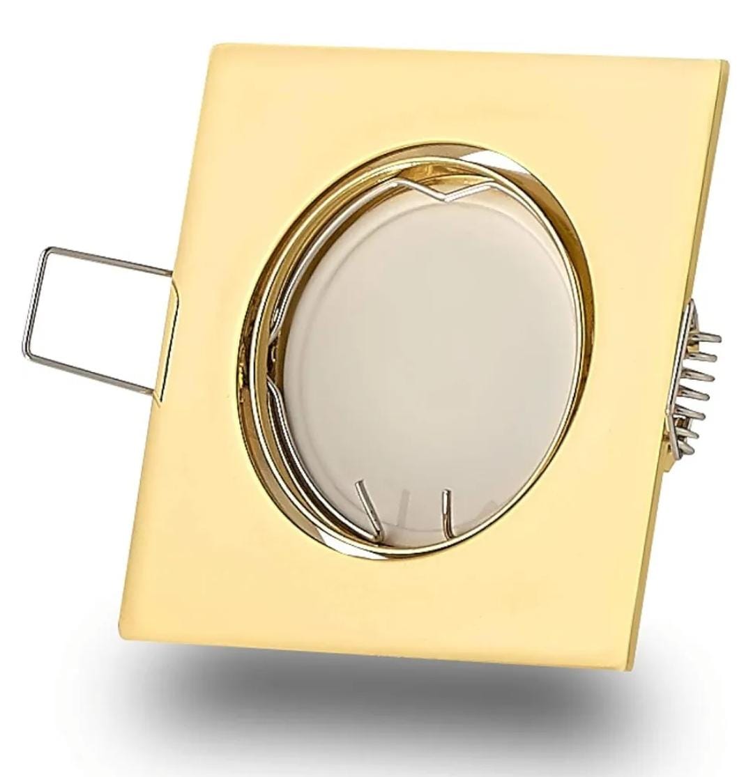 Gold / Yellow Square Recessed Downlight 502/GD  Adjustable Ceiling Spotlight (GU10/MR16)