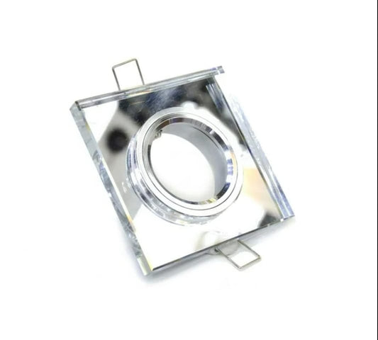 Glass Square Downlight Fitting  Mirror Finish (MD602, GU10 Compatible)