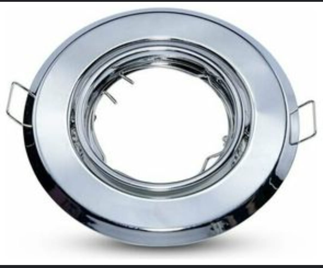 Round Swivel Downlight Fitting  Polished Silver (B1195 CH, GU10 Compatible)