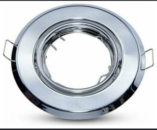 Round Swivel Downlight Fitting  Polished Silver (B1195 CH, GU10 Compatible)