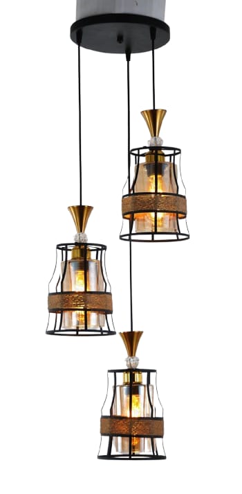 3 Head Vintage Vulcan Cage Pendant Light  Industrial Hanging Chandelier (Model 1768-3)
