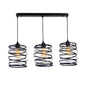 3-Light Spiral Farmhouse Pendant Light  Black Kitchen Island Hanging Fixture (8403/3P)