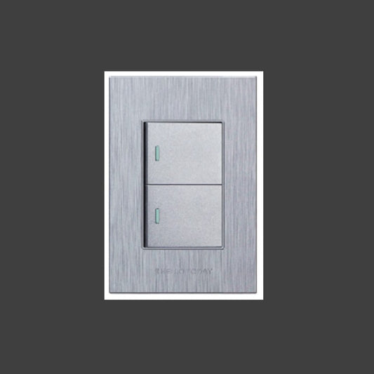 4×2 Two Lever Light Switch  Brushed Silver Design (S8-102/1)