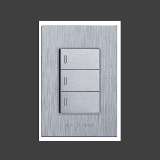 4×2 Three Lever Light Switch  Brushed Silver Design (S8-103/1)