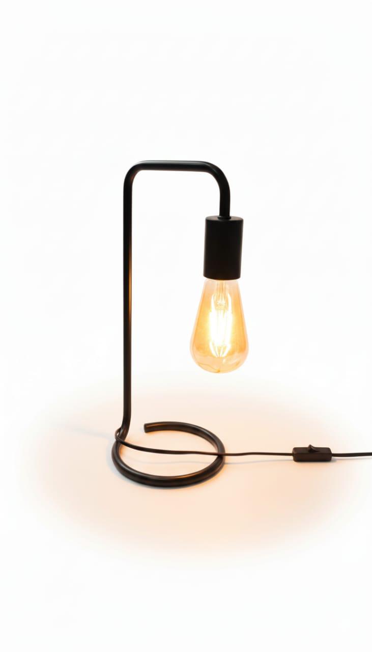 Modern Industrial Hanging Table Lamp  Black Metal E27 Desk Light