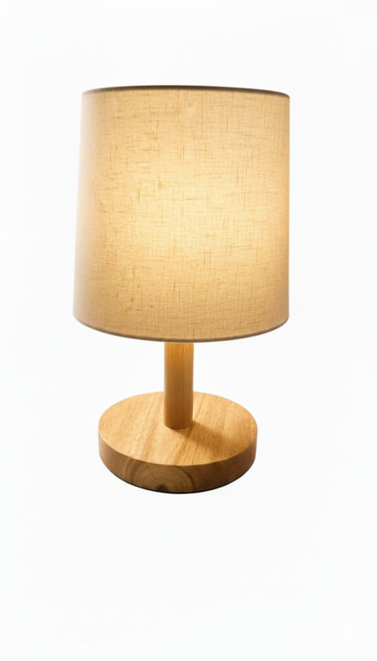 Modern Wooden Base Table Lamp with Round Fabric Shade  Bedroom / Nightstand (BQ-TL3006)