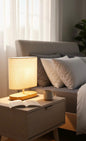 Modern Wooden Base Table Lamp with Round Fabric Shade  Bedroom / Nightstand (BQ-TL3010)