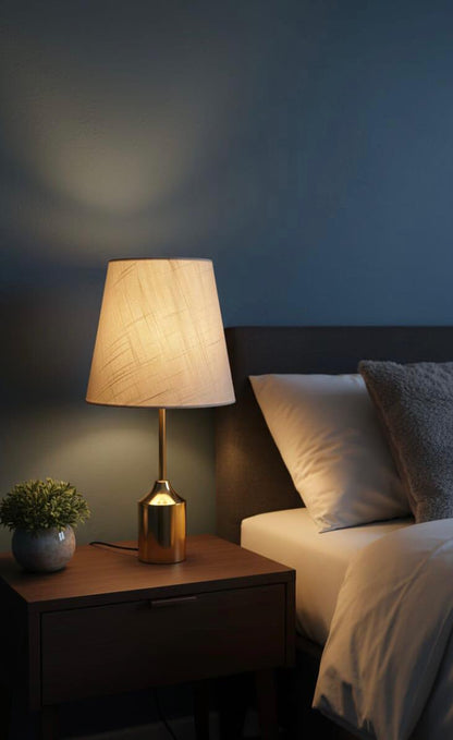 Contemporary Polished Brass Cylinder Table Lamp  HD014