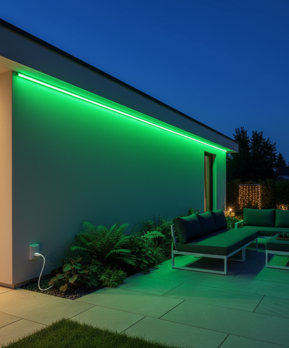 220V IP65 Outdoor Green COB LED Strip Light  8mm, Cuttable Every 12cm (100M Roll)