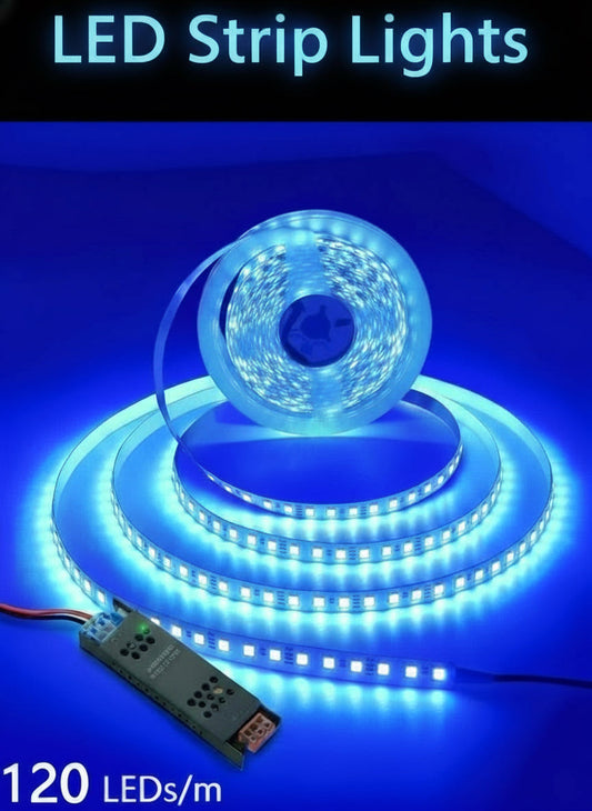 24V SMD 2835 Blue LED Strip Light  120 LEDs/m  14W High Brightness