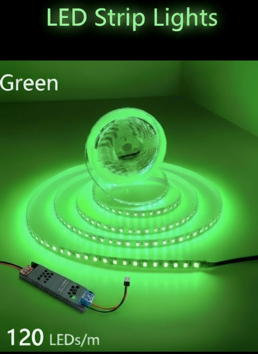 8mm 12V SMD 2835 Green LED Strip Light  120 LEDs/m (10W)