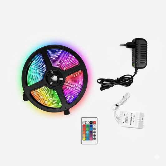 5M RGB LED Strip Light Kit  12V SMD 5050 (60 LEDs/m) with Remote Control