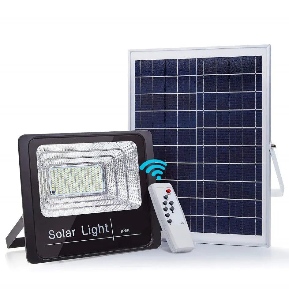 150W Solar LED Flood Light with Panel & Remote  Outdoor Security Light (IP65)