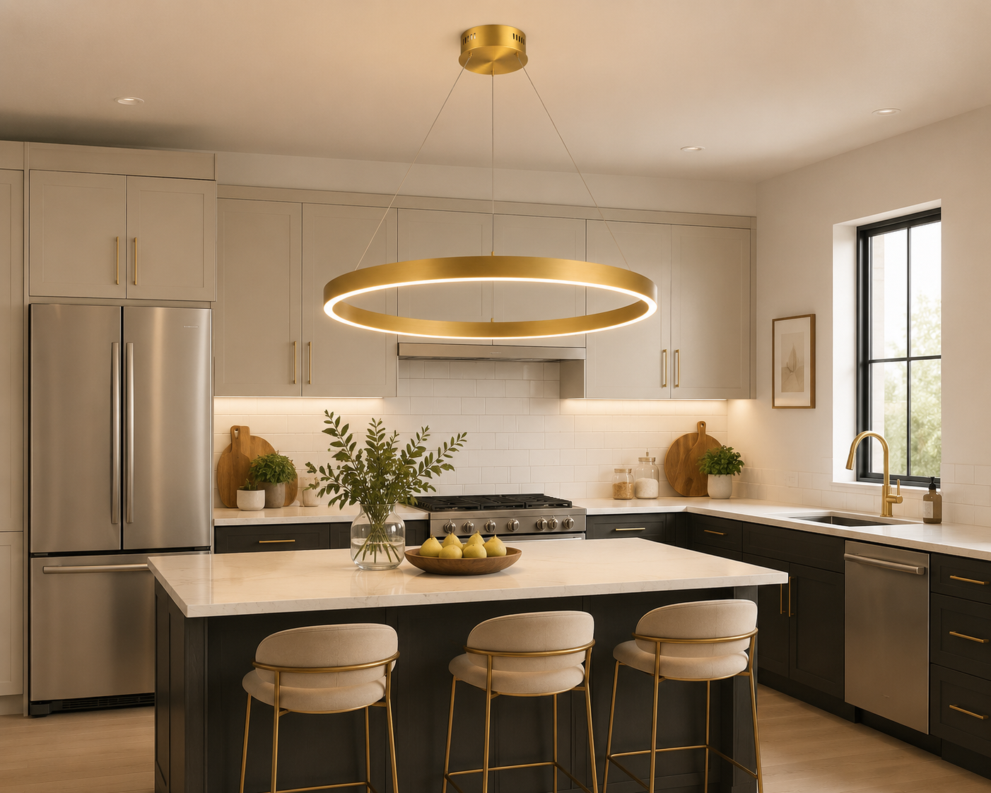 60W LED Ring Pendant Light  2 Colour Changeable Ceiling Hanging Light (JMX23327/1PL)