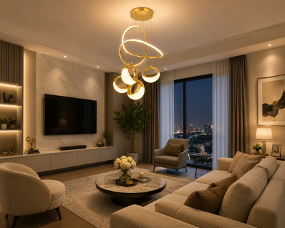 Modern 4 Ring LED Pendant Light  3 Color Changing (94436-4)